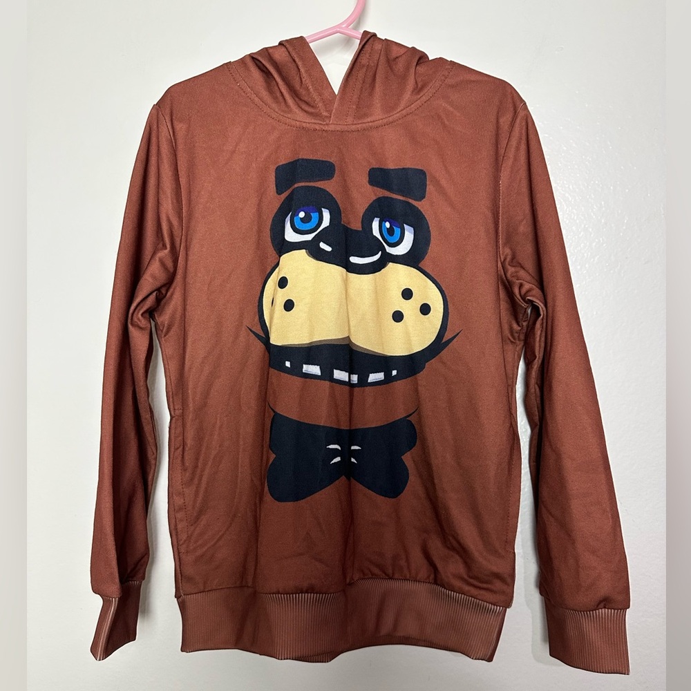 NWT Five Nights at Freddy's Freddy Fazbear Hoodie Brown Sz kids 8-10
